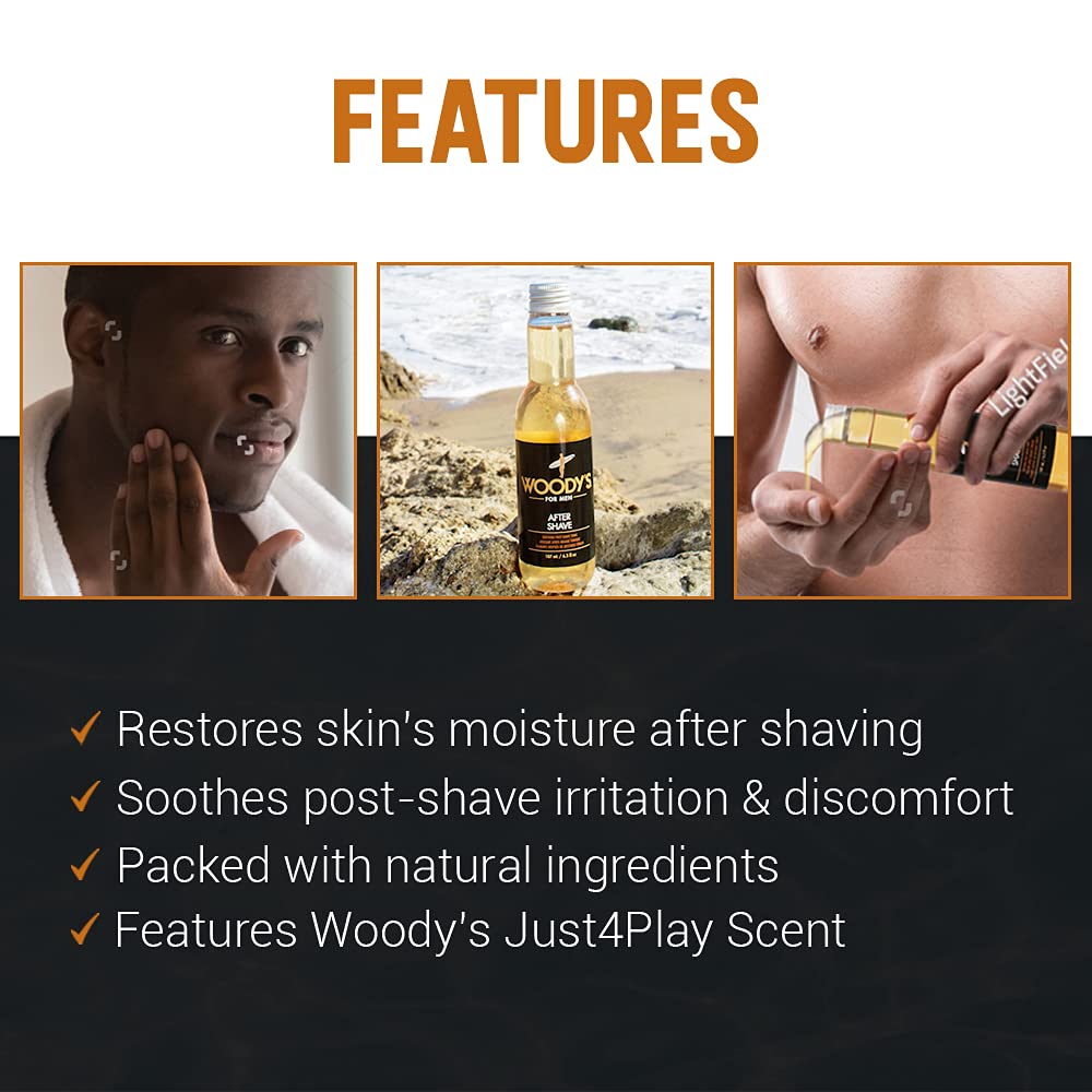 Woody's Aftershave for Men Tonic - Soothing After Shave with Aloe Vera, Calendula & Chamomile to Reduce Irritation, Post Shave, 6.3 fl oz
