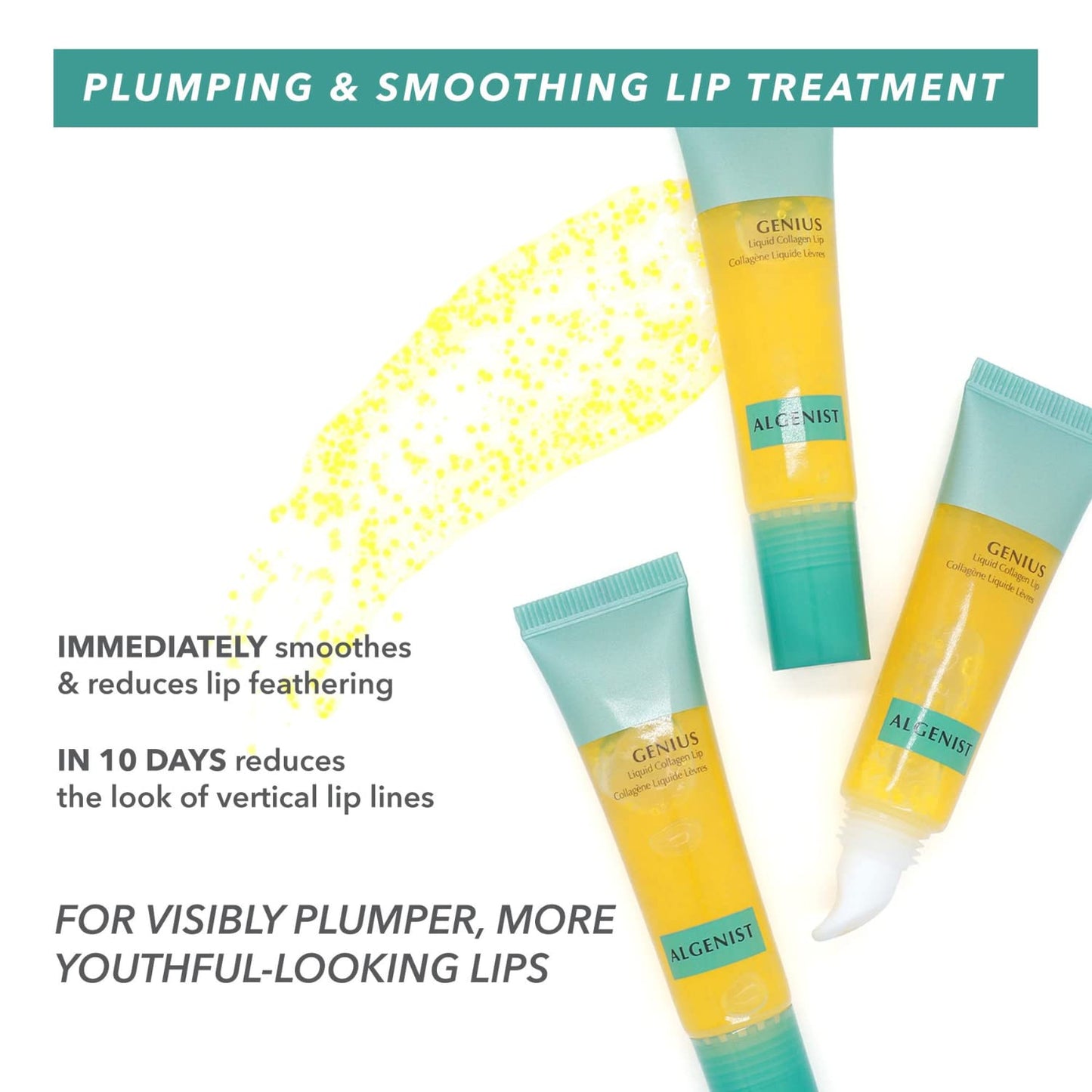 Algenist GENIUS Liquid Collagen Lip - Active Collagen Lip Treatment for Visibly Smoother Lips - Non-Comedogenic & Hypoallergenic Skincare (0.5 oz)
