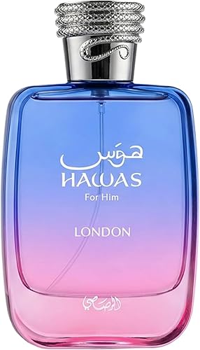 Rasasi Hawas London - Spicy, Fruity, Floral, Amber - Eau de Parfum Spray Long-Lasting Fragrance for Men, 3.38 Ounce / 100ml