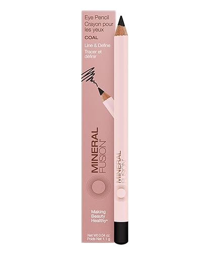Mineral Fusion Eye Pencil (Black - Coal) - Eyeliner with Soothing Chamomile, Meadowfoam & Vitamin E - Smooth & Long Lasting, Hypoallergenic