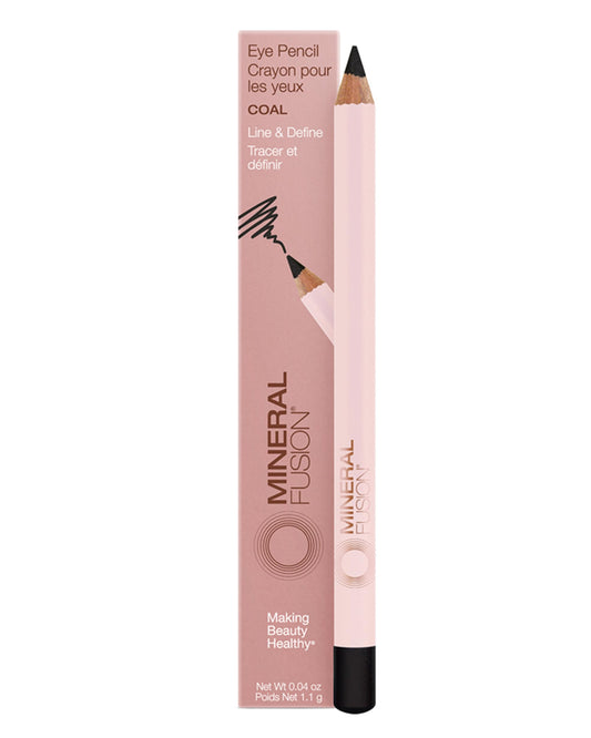 Mineral Fusion Eye Pencil (Black - Coal) - Eyeliner with Soothing Chamomile, Meadowfoam & Vitamin E - Smooth & Long Lasting, Hypoallergenic