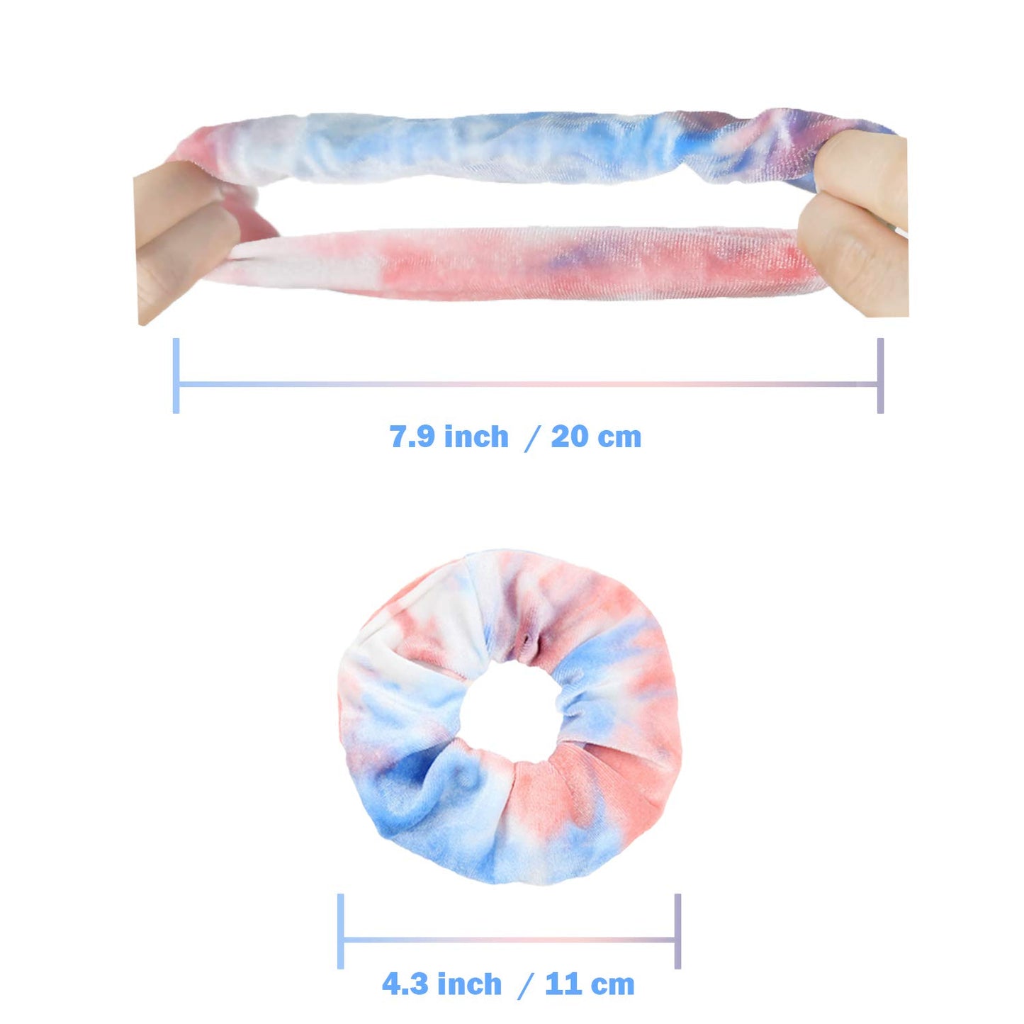 IVARYSS Scrunchies for Girls, 12 Pcs Tie Dye Velvet Scrunchies for Hair, Soft Rainbow Ponytail Holder, Cute Candy Colors Elastic Hair Bands for Teens