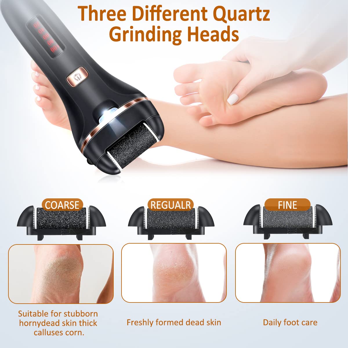 Electric Callus Remover for Feet,Rechargeable Foot File Hard Skin Remover,Waterproof 14 in1 Professional Pedicure Kit for Cracked Heels &Dead