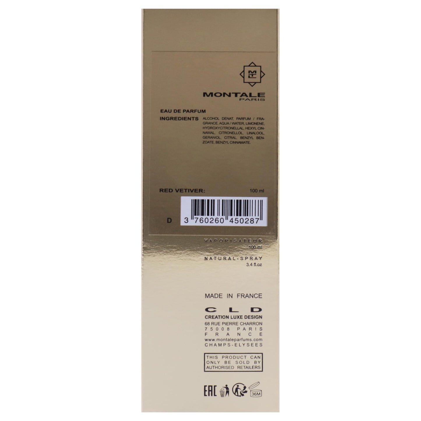 MONTALE Red Vetiver Eau de Parfum Spray, 3.3 Fl Oz