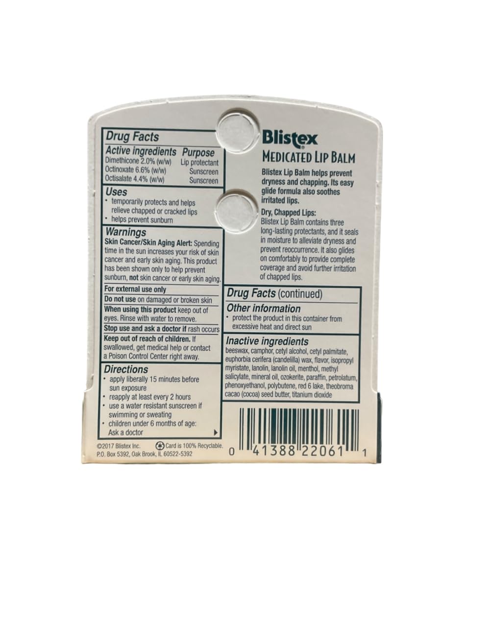 Blistex Medicated Lip Balm SPF 15, 0.15 oz (Bundle of 9)