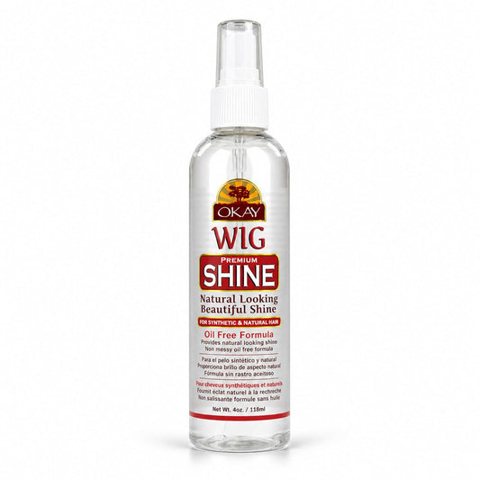 OKAY Pure Naturals Premium Wig Shine - Oil Free Wig Shine Spray for Synthetic & Human Hair Wigs, Spritz for Women & Men to Detangle & Moisturize, Silk