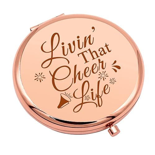 Mwphuy Cheer Gifts for Girls Sister Cheerleading Gift Compact Makeup Mirror for Women Cheer Gifts for Team Inspirational Gift Folding Pocket Mirror