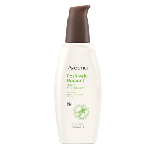 Aveeno Positively Radiant Face Moisturizer with SPF 30 Sunscreen, Hydrating Facial Moisturizer with Soy Extract to Visibly Improve Skin Tone
