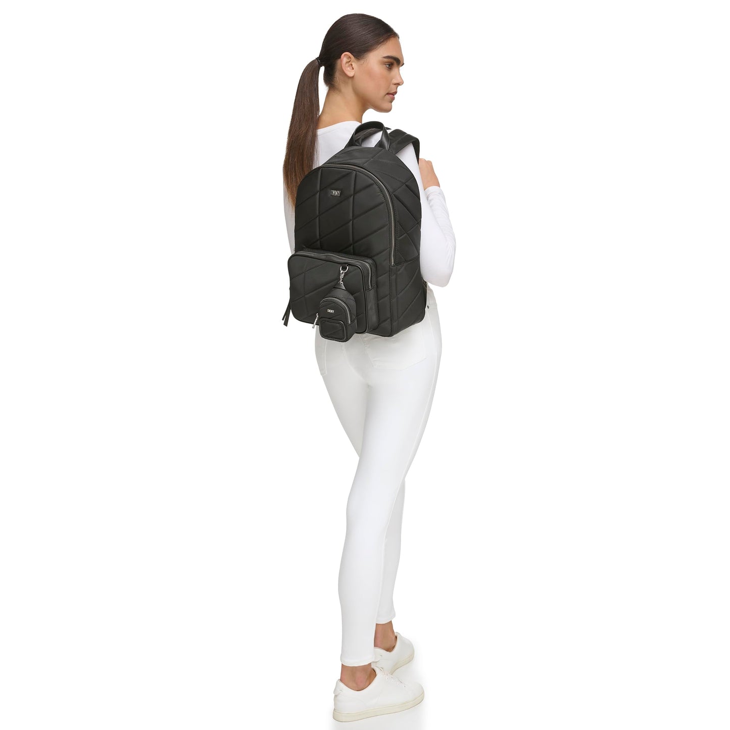 DKNY Women's Handbags BACKPACK,BLACK/SILVER,1SZ