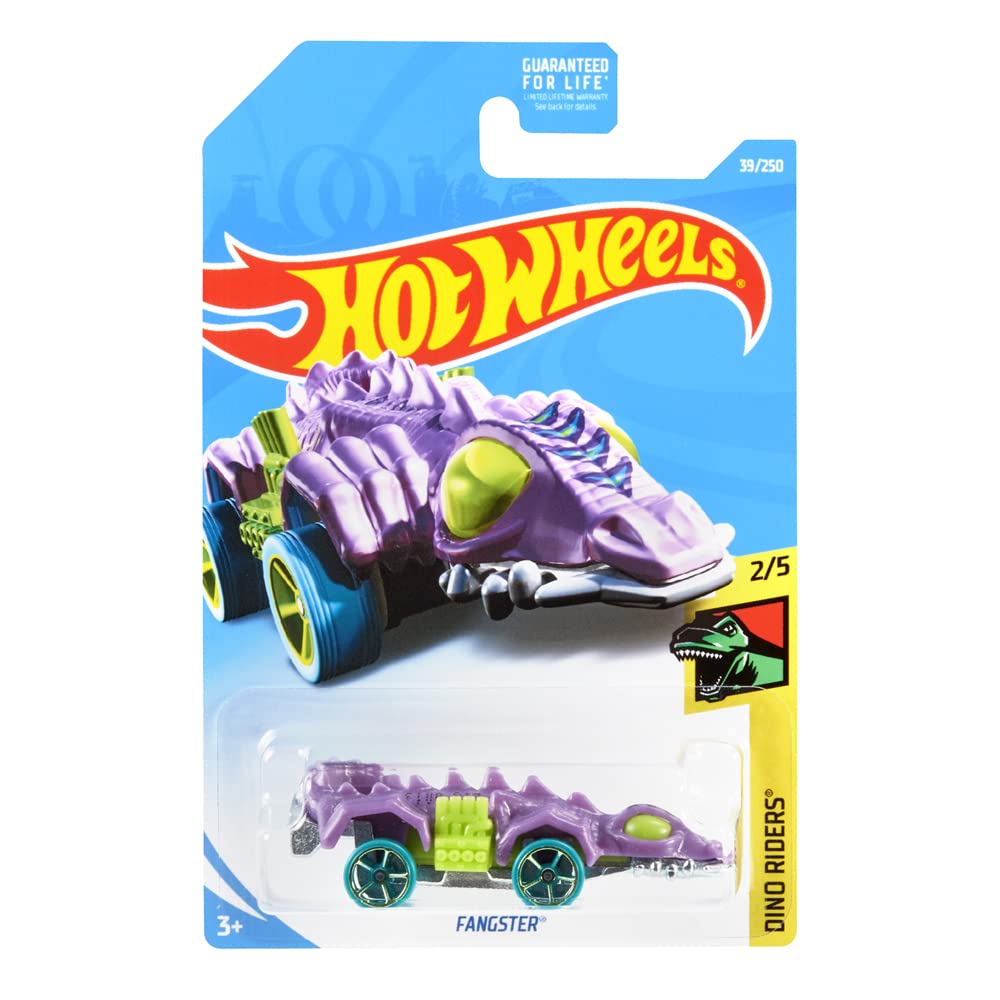 Hot Wheels Collectible Die-Cast Vehicle - Fangster ~ from HW Dino Riders Collection ~ Purple and Green Dinosaur Car