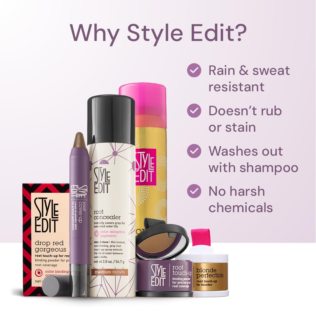 Style Edit Root Touch Up Spray | Temporary Hair Color for Gray Roots and Thinning Hair | Salon-Quality, Transfer-Resistant Hair Concealer | Medium Beauty and Personal Care STYLE EDIT