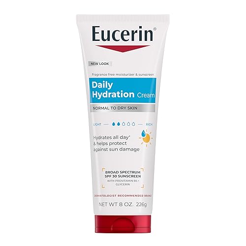 Eucerin Daily Hydration Broad Spectrum SPF 30 Sunscreen Body Cream for Dry Skin, Fragrance Free Sunscreen Moisturizer, 8 Oz Tube