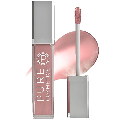 Pure Illumination Light-Up Lip Gloss with LED-Lit Applicator Brush + Side Mirror, Non-Sticky, Moisturizing Hydrating Lip Glosses with Lanolin, Jojoba