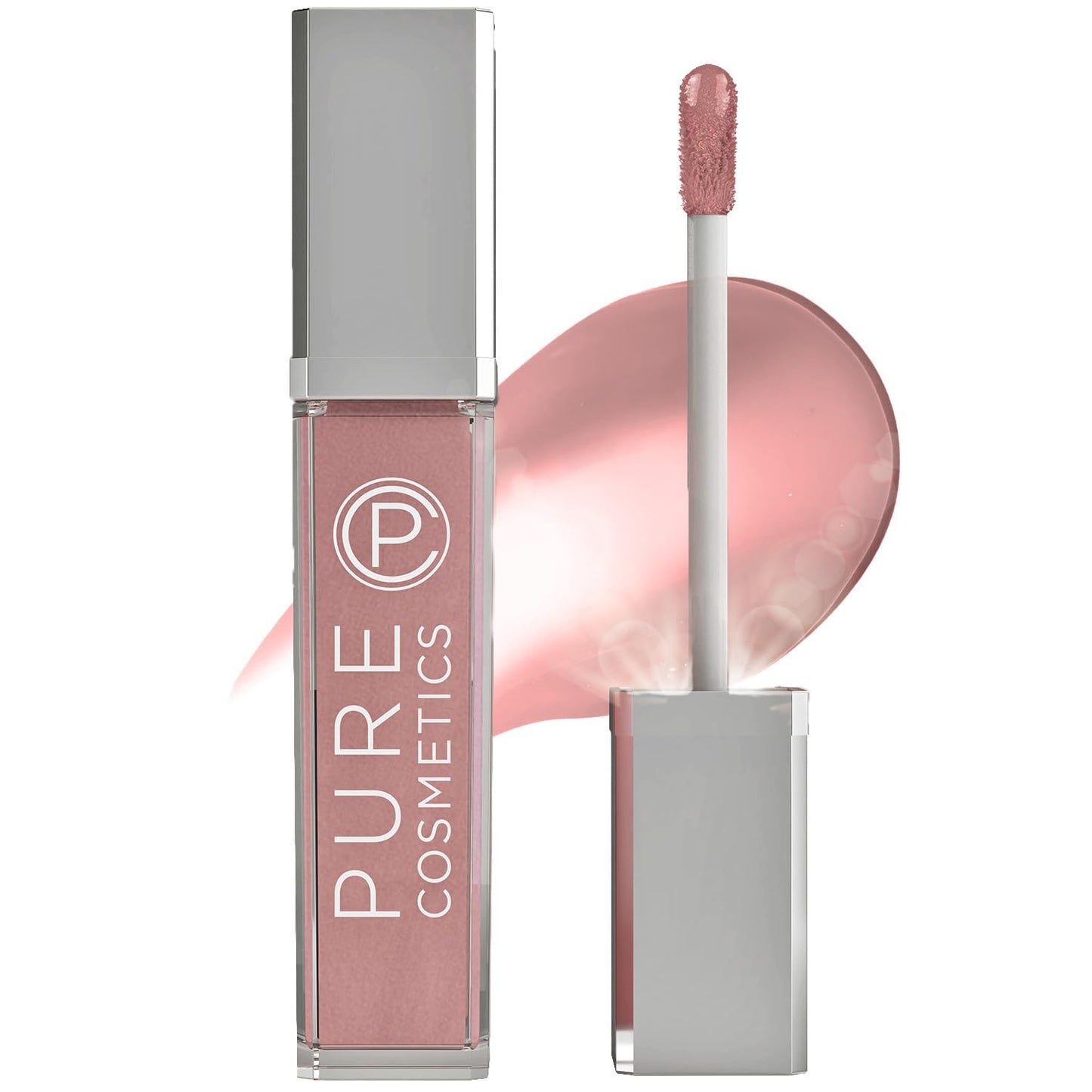 Pure Illumination Light-Up Lip Gloss with LED-Lit Applicator Brush + Side Mirror, Non-Sticky, Moisturizing Hydrating Lip Glosses with Lanolin, Jojoba