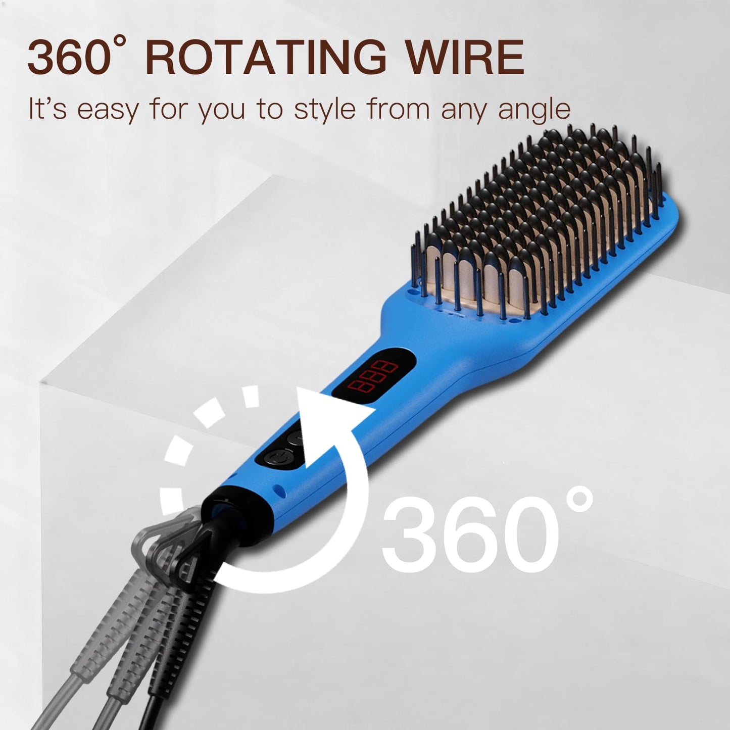 MEGAWISE Pro Ceramic Ionic Hair Straightener Brush for Home Salon | MCH Fast 20s Heating Tech with Auto-Off Safety | Anti-Scald with Universal Dual