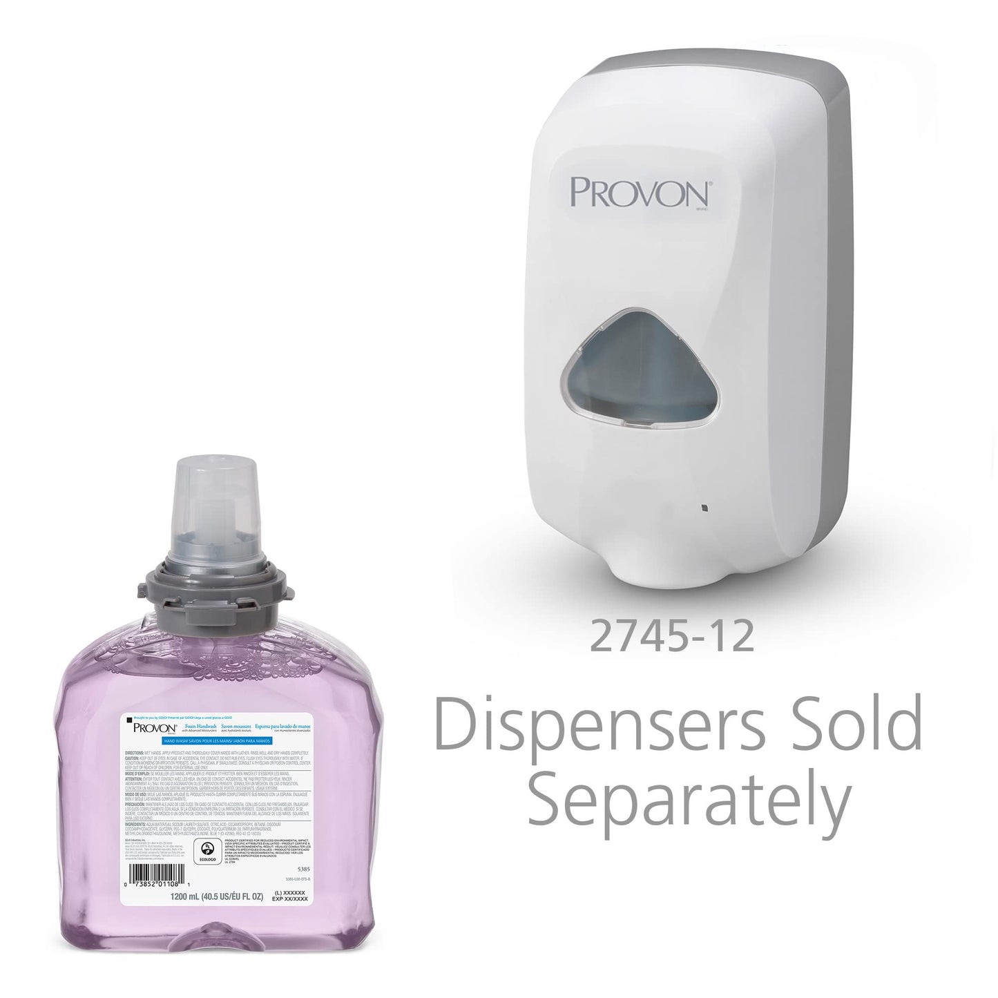 GOJO PROVON Foaming Handwash with Advanced Moisturizers, Cranberry Fragrance, 1200 mL Foam Hand Soap Refill for PROVON TFX Touch-Free Dispenser (Pack