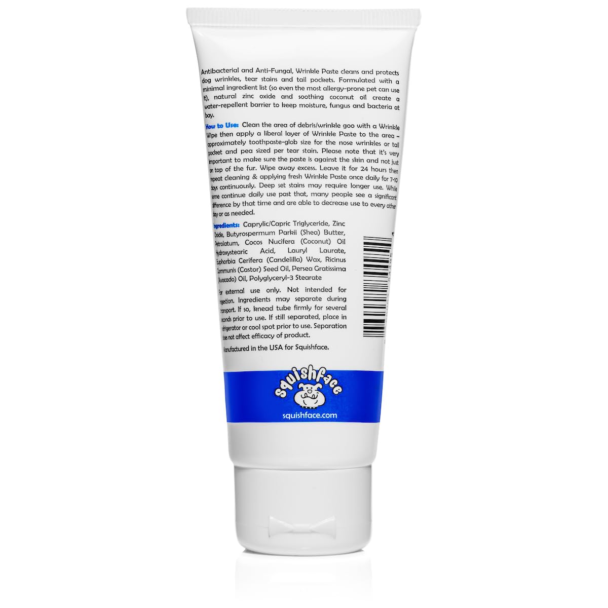 Squishface Wrinkle Paste – 2 Oz Cream for Bulldogs, Pugs & French Bulldogs – Cleans Wrinkles, Tail Pockets, Paws & Removes Tear Stains, Anti-Itch
