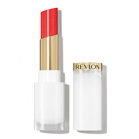 REVLON Super Lustrous Glass Shine Balm, Hydrating Tinted Lip Balm with Hyaluronic Acid, Aloe & Rose Quartz, Light-Medium Red Lipstick, NEW Shade, 020