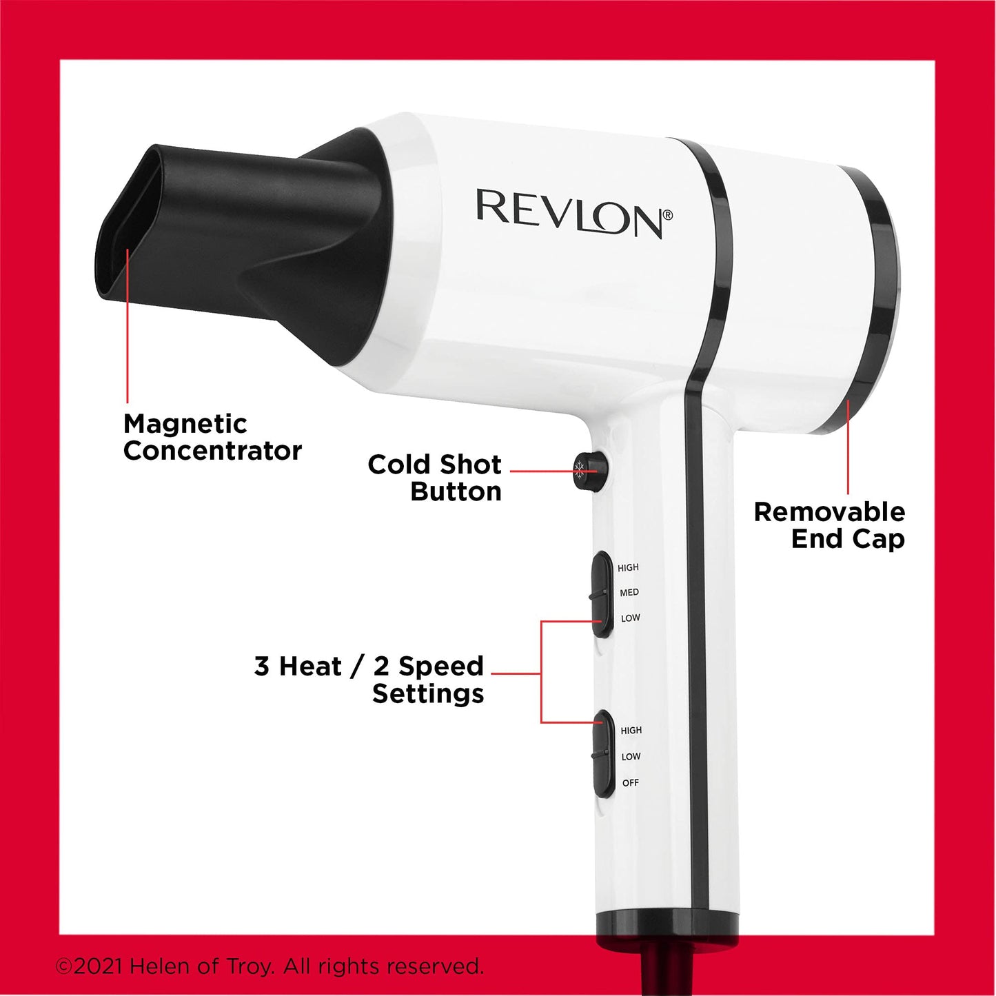 Revlon Crystal C + Ceramic Compact Hair Dryer | Long-Lasting Shine and Less Frizz