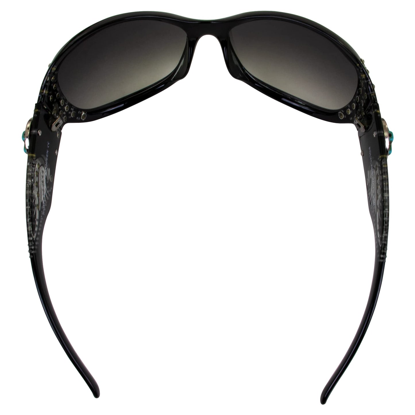 Rodeo Queen Ruth Women’s Fashion Sunglasses Black Frame w/Bling Rhinestones & Smoke Gradient Lens