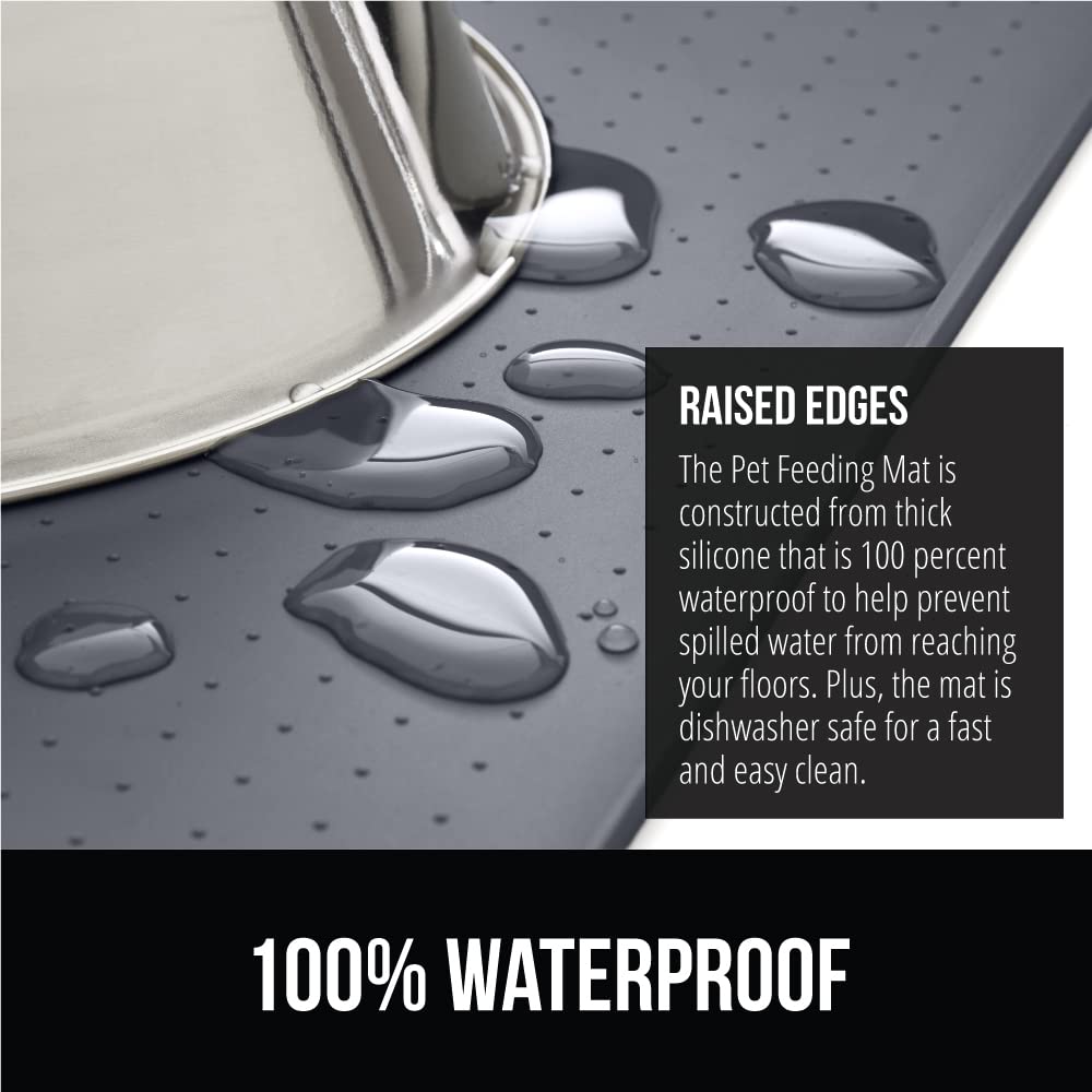GORILLA GRIP Waterproof Silicone Pet Feeding Mat 18.5x11.5 – Raised Edge, Spill-Proof, BPA-Free Floor Protector for Dogs & Cats