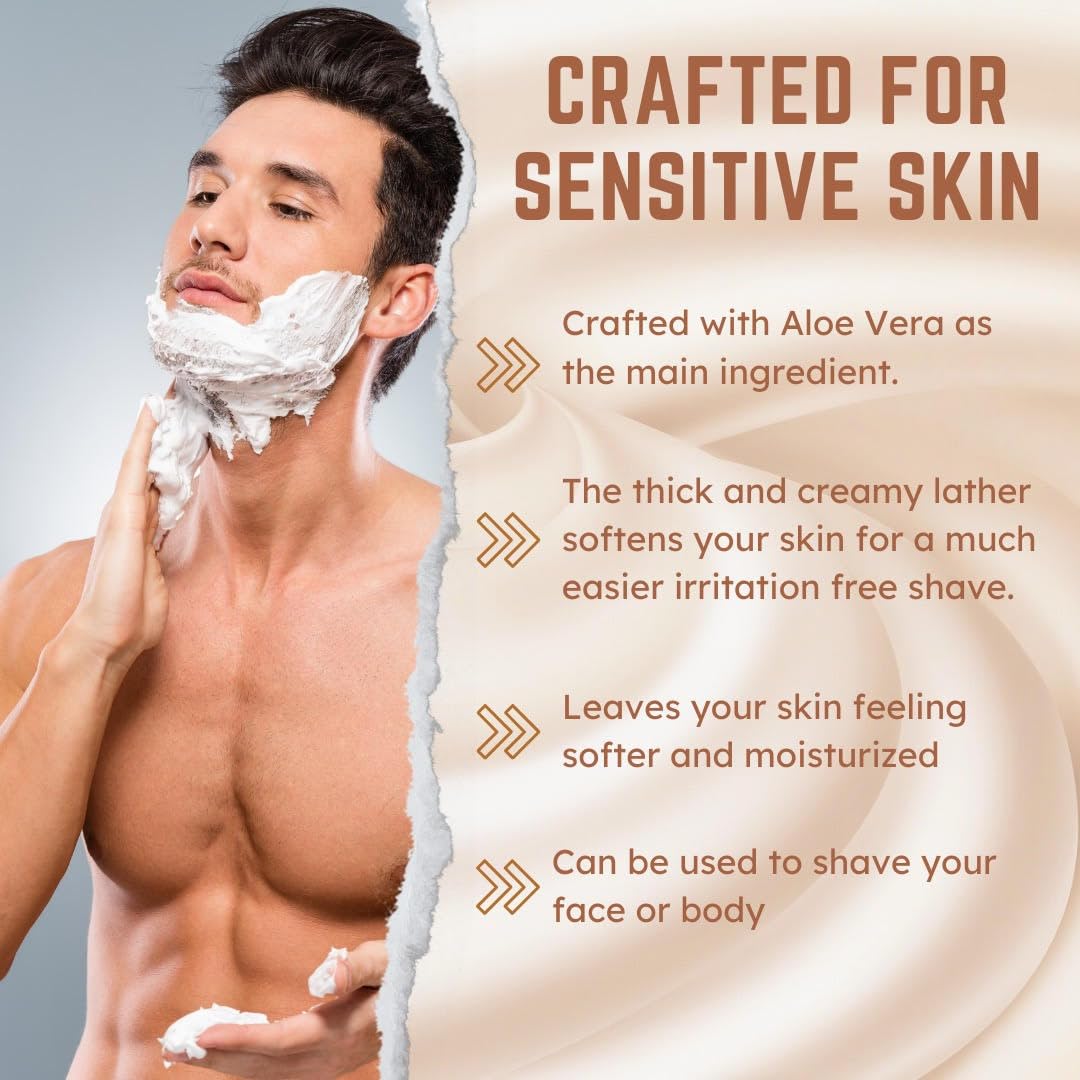 G.B.S Sandalwood Shaving Cream for Sensitive Skin, Hydrates, Nourishes for Close Smooth Shave, Protects Skin from Cuts, Bumps, Redness and Irritation…