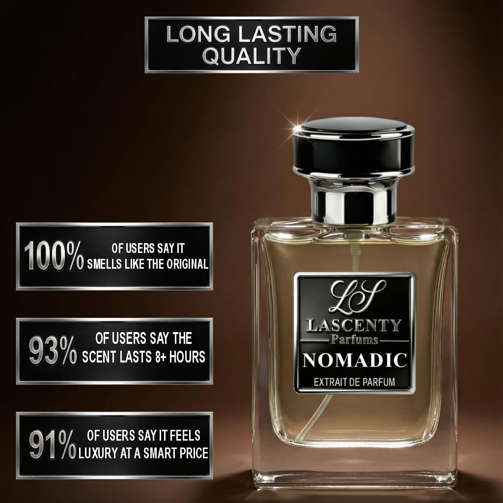 LaScenty NOMADIC Perfume Inspired by Ombre Nomade Cologne for Men & Perfume for Women 50ml | Extrait de Parfum | Long-Lasting Smoky Oud Amber Rose Beauty & Personal Care LaScenty