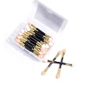 GTVIA 50 Pack Double-end Eye Shadow Brush, Disposable Double Sided Eyeshadow Brush Makeup Applicators Beauty Kit (Gold)