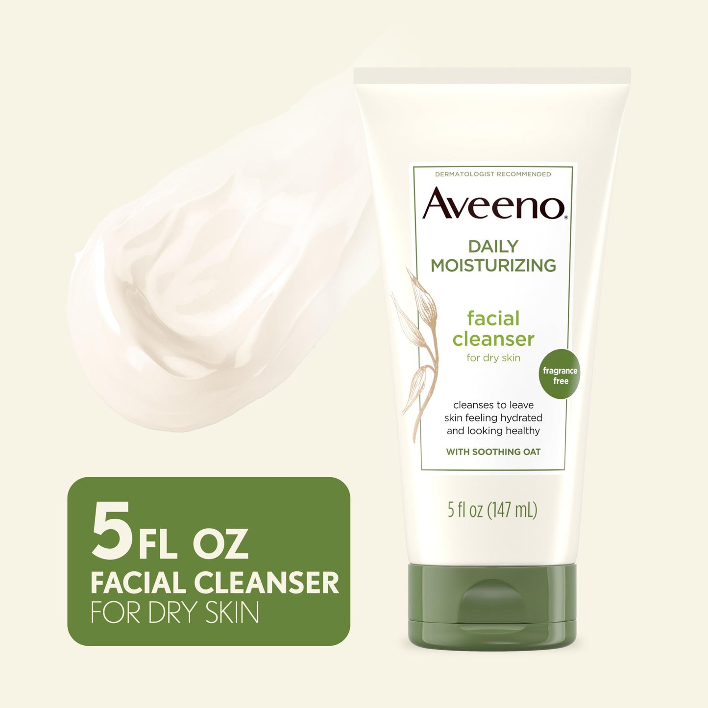 Aveeno Daily Moisturizing Face Cleanser with Soothing Oat, Easy-to-Rinse Cleanser Removes Dirt, Oil & Other Impurities & Leaves Skin Feeling Soft