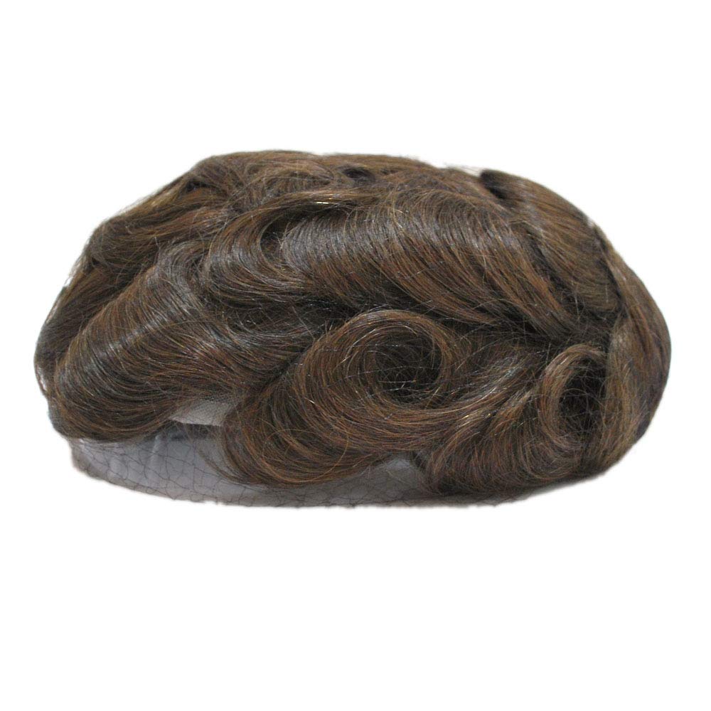 Super Thin Skin Toupee for Men Black Brown Human Hair Unit (3#-ash brown)