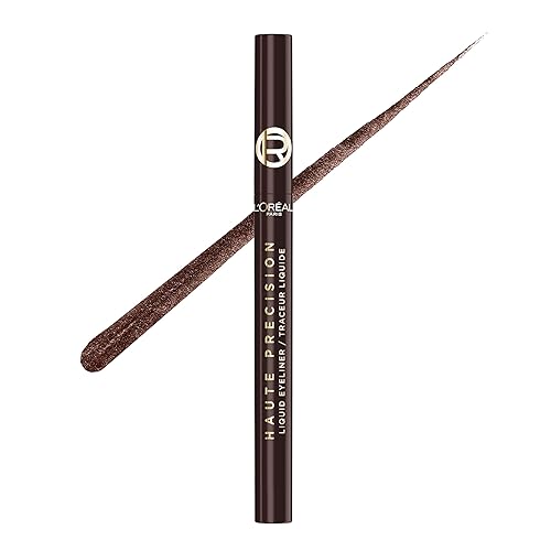 L'Oreal Paris Haute Precision Waterproof Liquid Eyeliner, Smudge-Proof Eye Liner with Micro-Tip, for up to 28HR Eye Makeup Wear, 020 Brown Leather