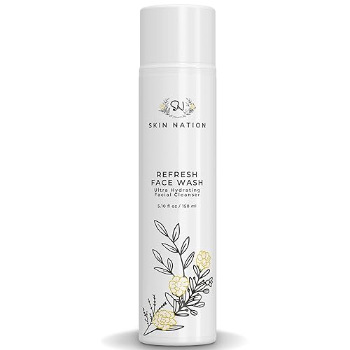 Skin Nation Hydrating Gentle Face Wash with Organic Aloe and Chamomile for Dry, Oily and Sensitive Skin, Paraben Free and Sulfate Free, 5.1 Fl Oz