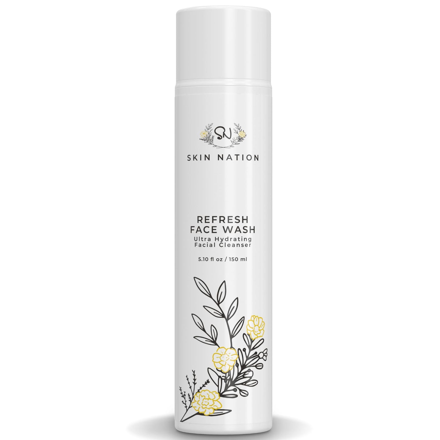 Skin Nation Hydrating Gentle Face Wash with Organic Aloe and Chamomile for Dry, Oily and Sensitive Skin, Paraben Free and Sulfate Free, 5.1 Fl Oz