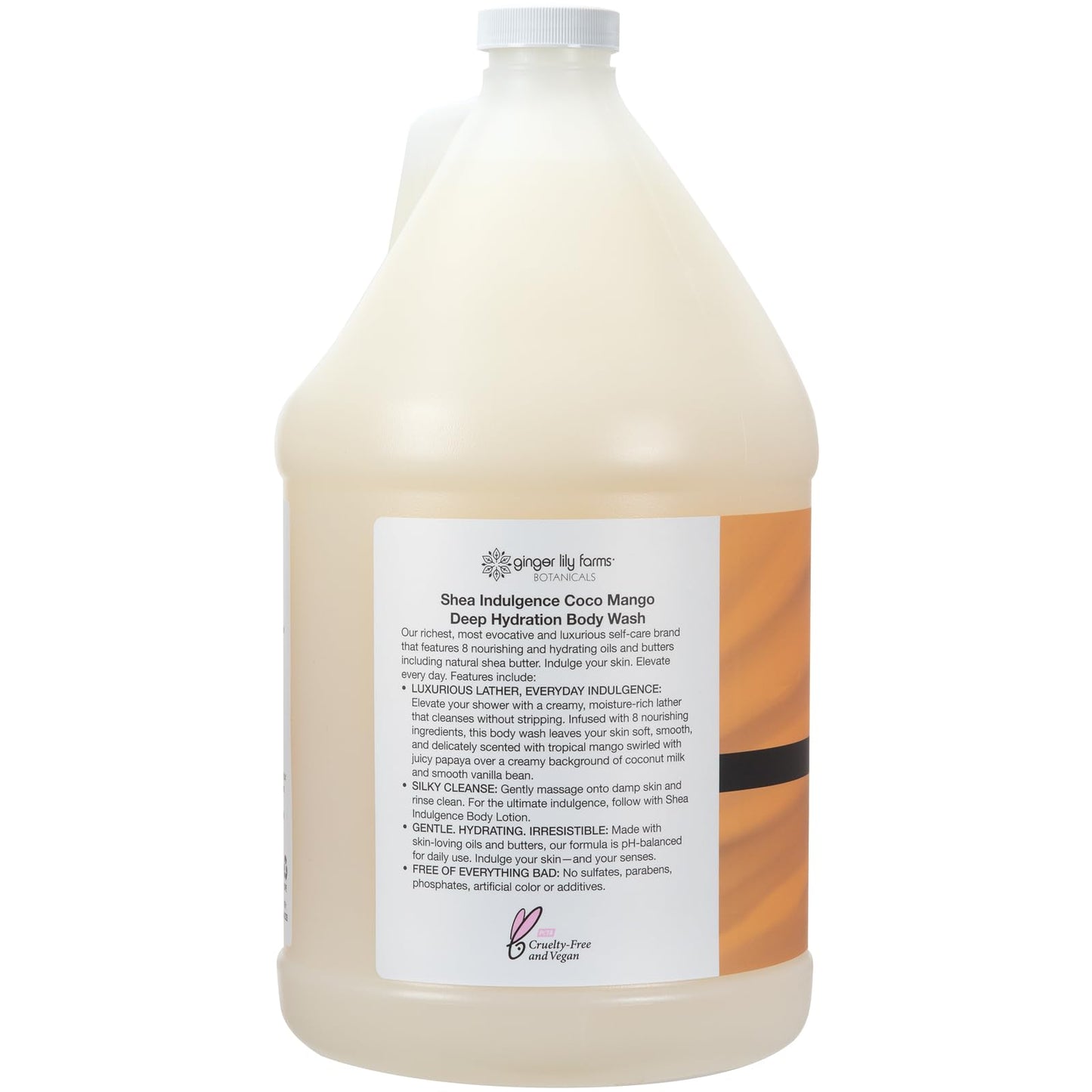 Ginger Lily Farms Botanicals Shea Indulgence Deep Hydration Body Wash, Coco Mango, 100% Vegan & Cruelty-Free, Coconut Mango Scent, 1 Gallon (128 fl