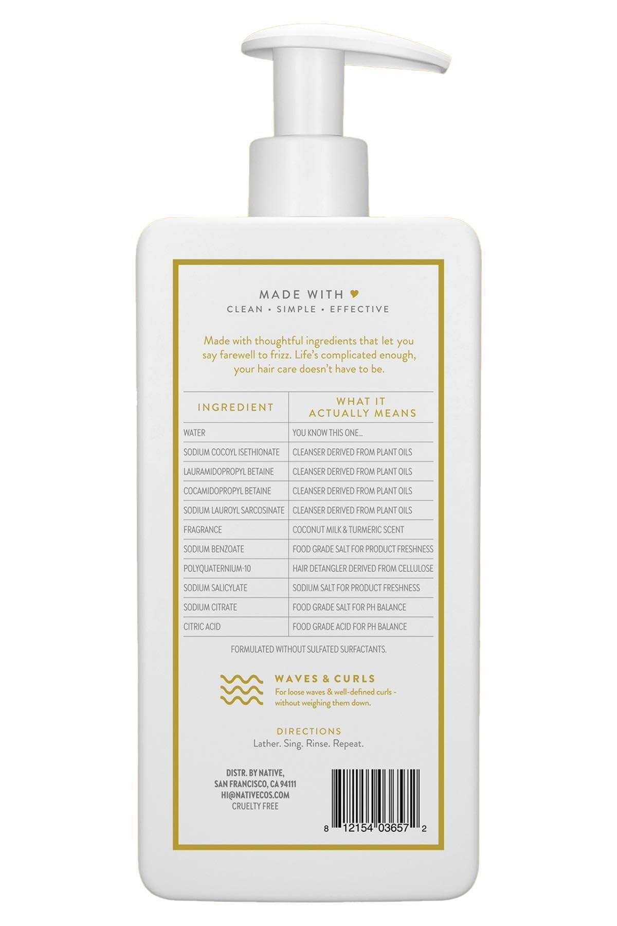 Curl Care Native Coconut Milk & Turmeric Shampoo and Conditioner (16.5 oz) (Coconut Milk & Tumeric)