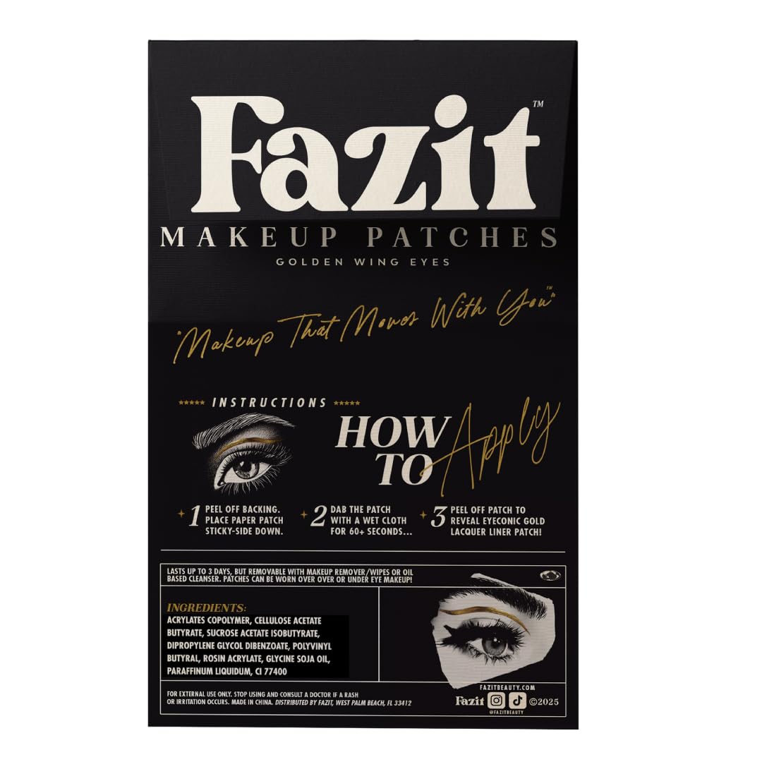 Fazit Makeup Patches - Golden Wing Eyes - Glow Up Make-Up Patches - Cute Glitter Makeup Accessories For Women - Cosmetic Glitter For Face