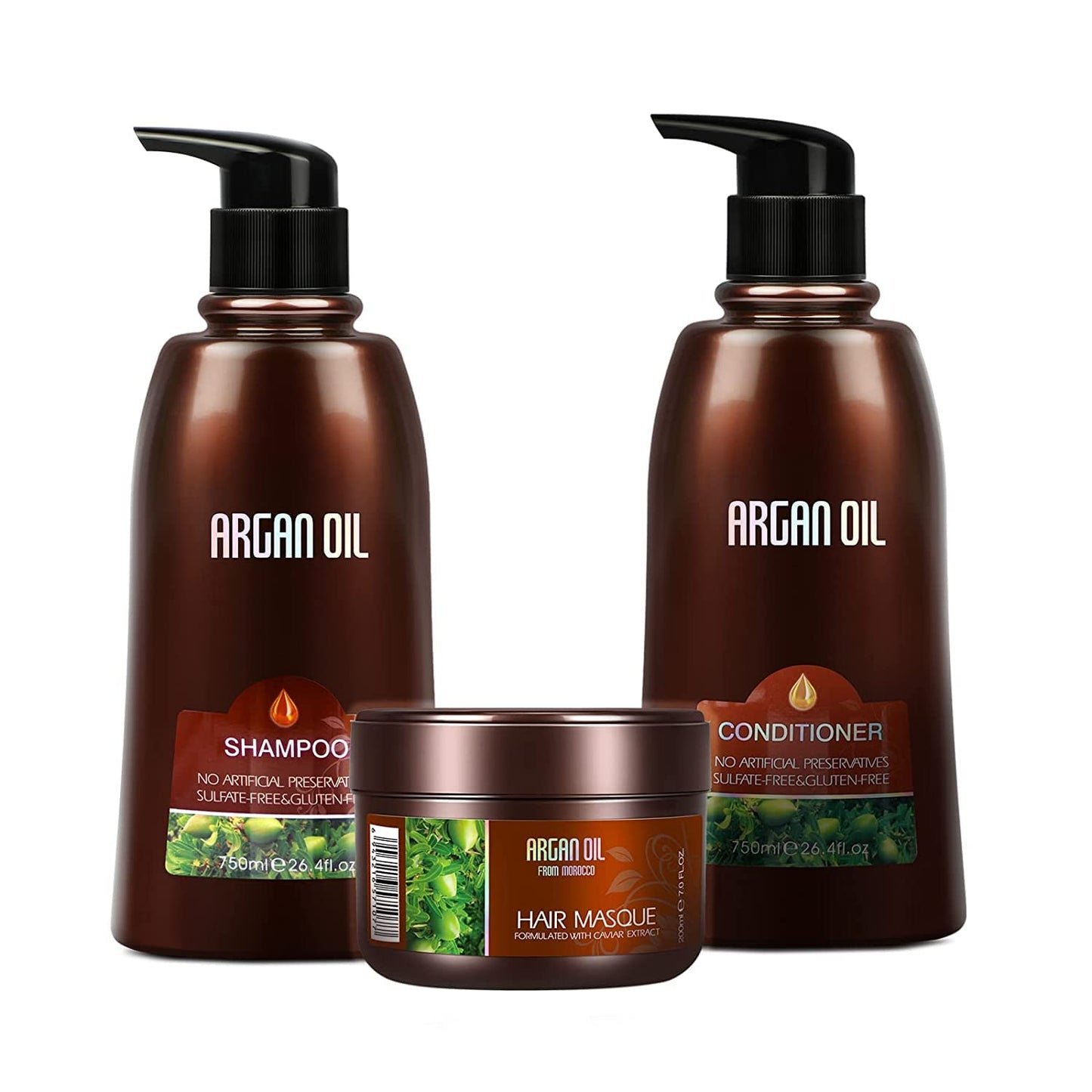 Moroccan Argan Oil Shampoo and Conditioner Sets with Hair Mask, Color Safe Smooth Add Shine Hair Treatment, UV Protection, Intense Moisturizing
