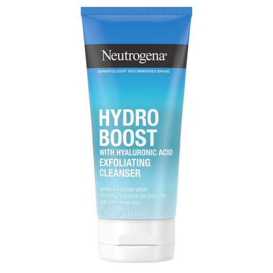 Neutrogena Hydro Boost Gentle Exfoliating Daily Facial Cleanser with Hyaluronic Acid, Face Wash Clinically Proven to Increase Skin's Hydration Level