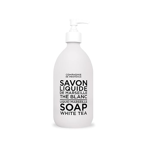 Compagnie de Provence Savon de Marseille Extra Pure Liquid Soap - White Tea - 16.7 Fl Oz Glass Pump Bottle