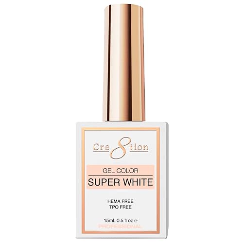 Cre8tion Super White Soak-Off Gel Polish, Highly Pigmented Opaque White for French Tips & Nail Art, HEMA-Free, TPO-Free, 0.3 oz Beauty & Personal Care Cre8tion