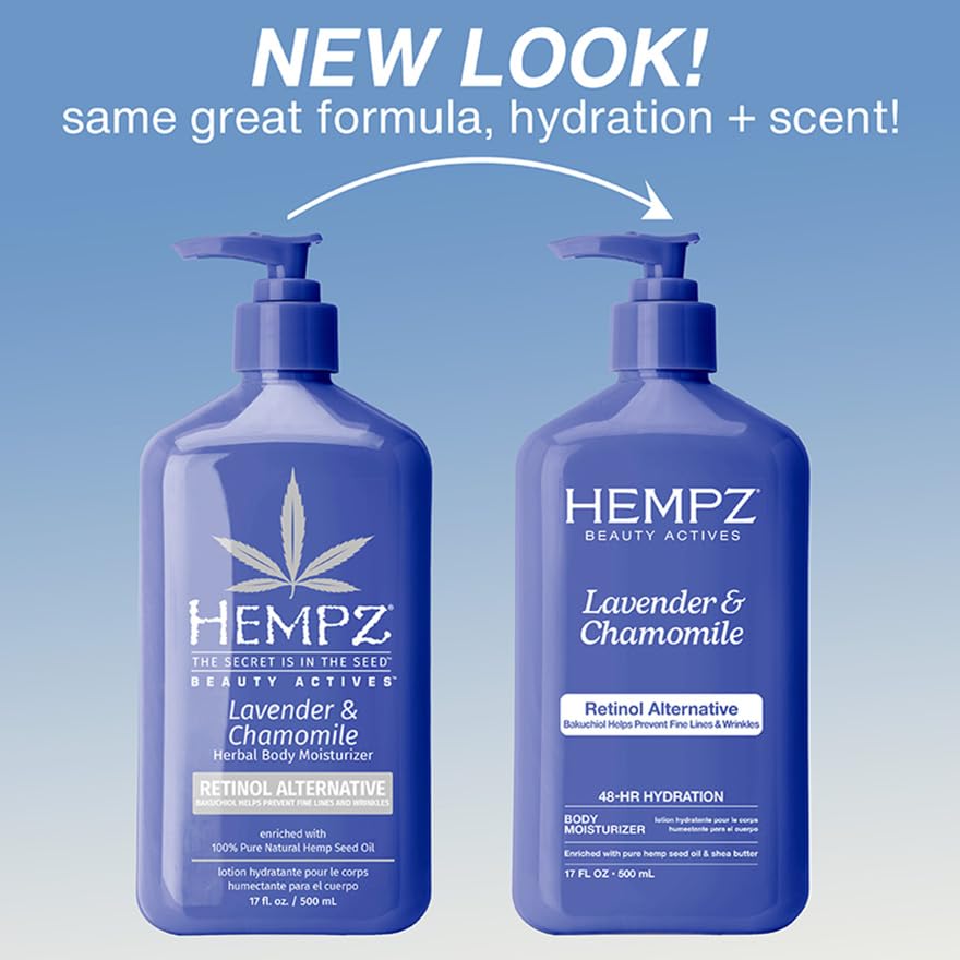 Hempz Body Lotion - Lavender & Chamomile Herbal Limited Edition Daily Moisturizing Cream, Shea Butter, Aloe, Lavender Extract Body Moisturizer - Skin