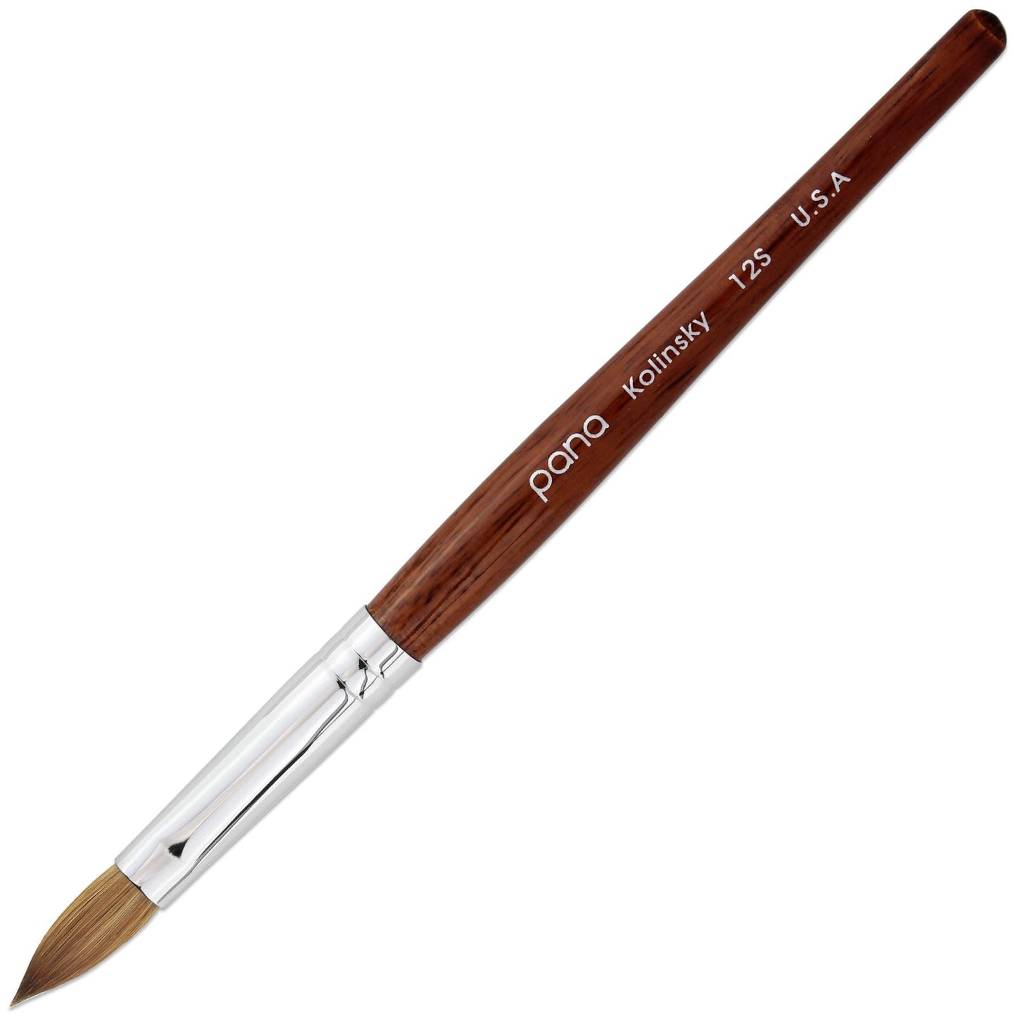 PANA Pure Kolinsky Hair Acrylic Nail Brush - Oval Crimped Mahogany Wood Handle (Size 12) Beauty & Personal Care PANA
