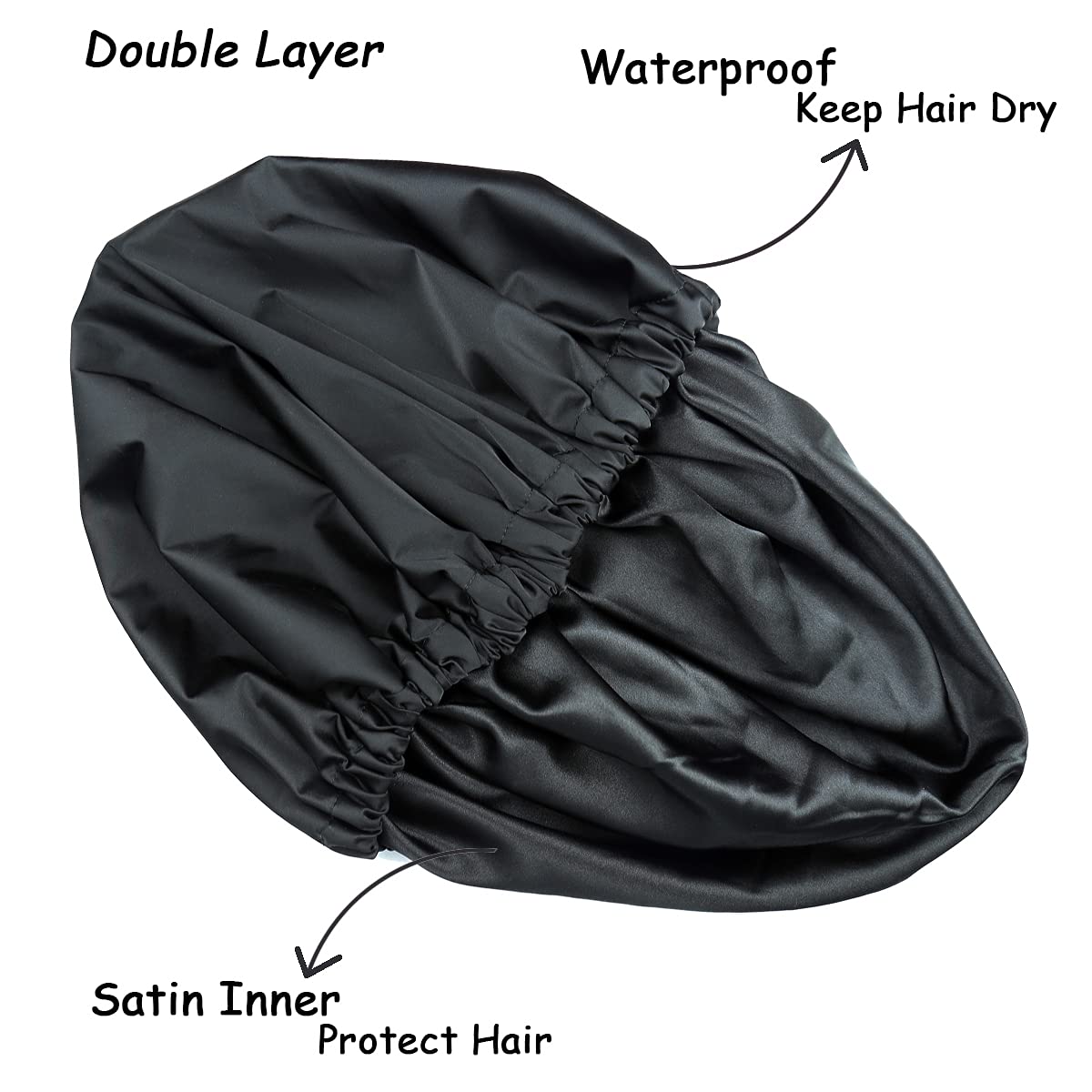 Kids Shower Cap for Girls and Boys with Curly Hair, Braids, Dreadlocks, Twists Dark Black Beauty and Personal Care Heerf