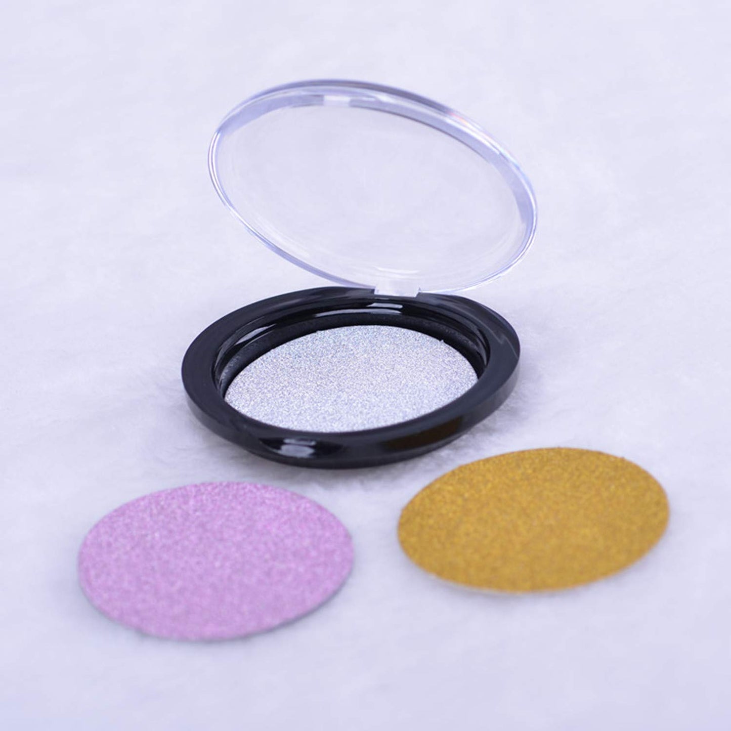 Healthcom 12 Packs Round Lash Boxes Empty Eyelash Storage Box 25mm Acrylic 3D Mink Lash Box Silver Glitter False Eyelashes Case with Tray Eyelash…