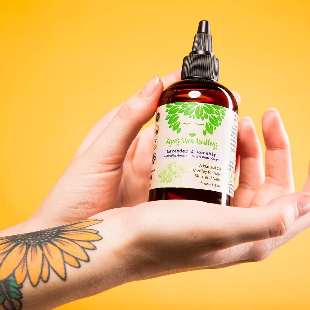 Multiuse Lavender + Rosehip Oil Medley for Face, Body, and Hair - Natural Rosehip Oil, Lavender Essential Oil, and Vitamin E - Seals in Moisture