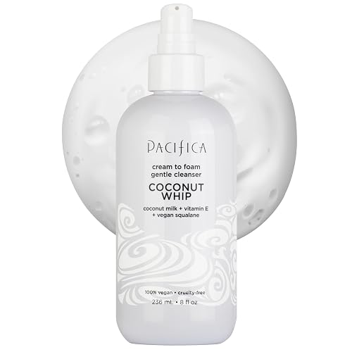 Pacifica Coconut Whip Cream to Foam Face Wash - Gentle Hydrating Facial Cleanser for Dry & Sensitive Skin, Moisturizing Daily Face Wash