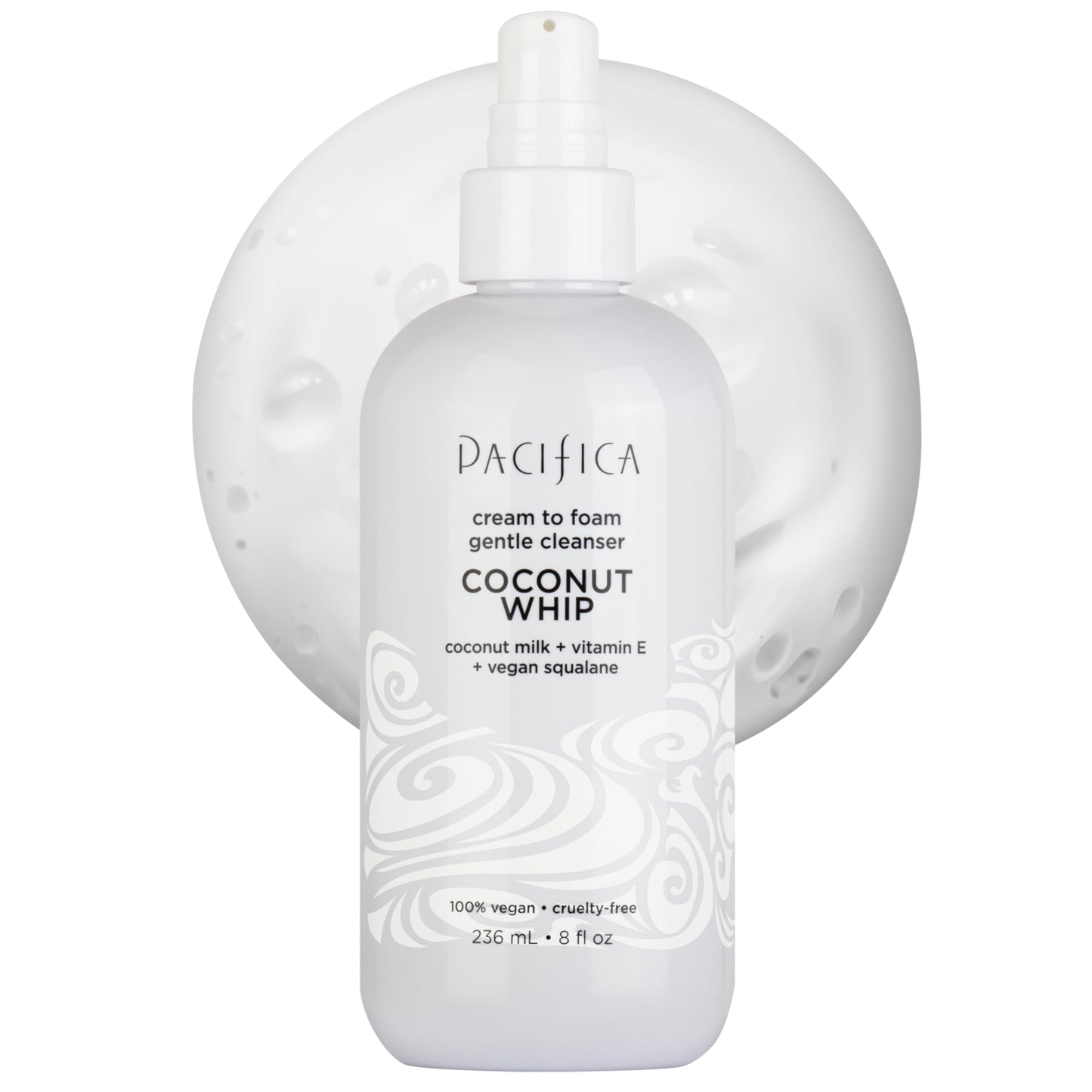 Pacifica Coconut Whip Cream to Foam Face Wash - Gentle Hydrating Facial Cleanser for Dry & Sensitive Skin, Moisturizing Daily Face Wash
