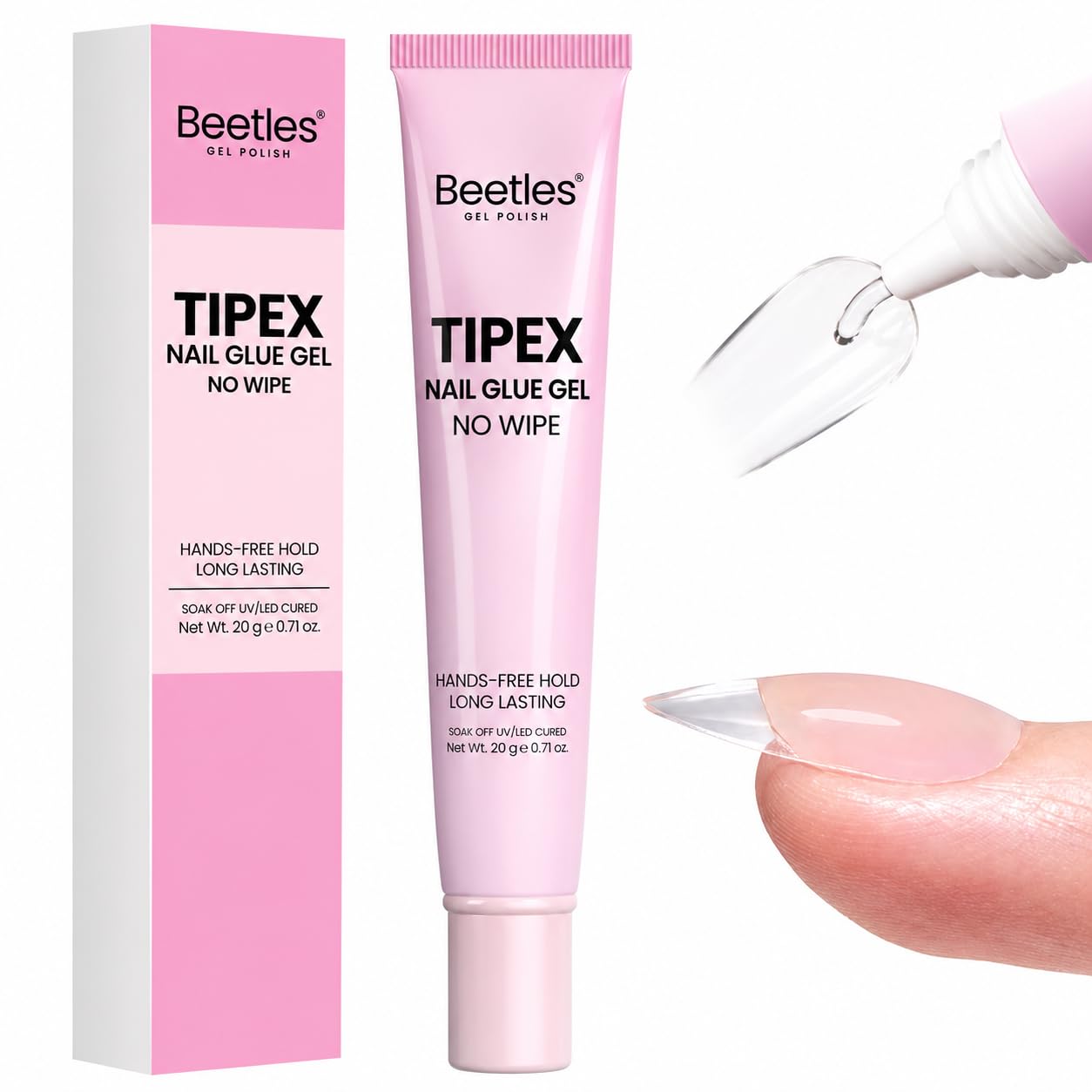 Beetles 20g Solid Nail Glue Gel, No Wipe & No-Need-to-Hold, Designed for Tipex Instant Apex Nail Tips, Flat-Nail Friendly, DIY & Salon Use, UV/LED Beauty and Personal Care beetles Gel Polish
