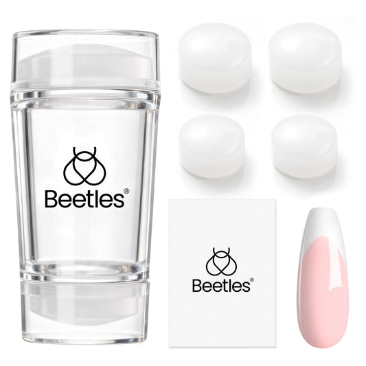 Beetles French Tip Tool Nail Stamp 6Pcs Silicone French Tips Stamp Kit with Replacement Stamper Heads and Scrapers Silicone Nail Art Printing Stuff Beauty and Personal Care beetles Gel Polish Default Title