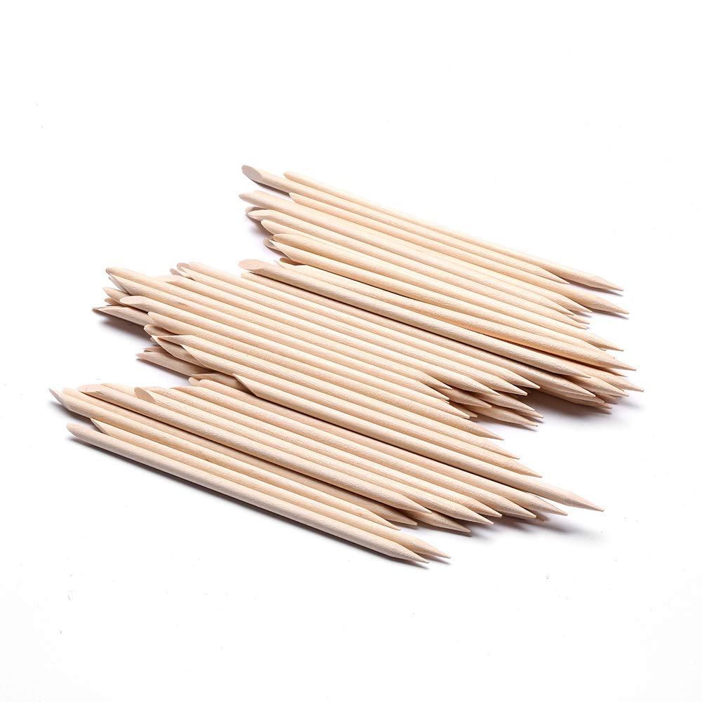 Borogo 100 Pcs Orange Wood Nail Sticks Double Sided Multi Functional Cuticle Pusher Manicure Pedicure Tool for Manicure Pedicure Beauty and Personal Care Borogo